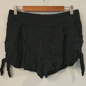 Free People Bella Embroidered Side Tie Black Shorts Size S